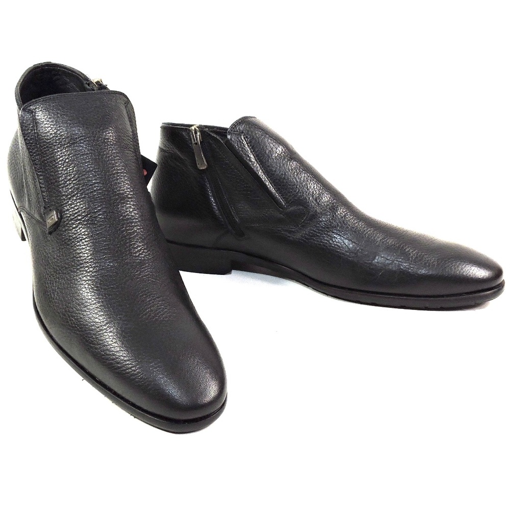 ERNESTO DOLANI 🇮🇹 MEN'S BLACK SOFT DEER LEATHER COMFORT WINTER BOOTIE